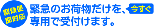 緊急便即対応　緊急のお荷物だけを、今すぐ専用で受付けます。